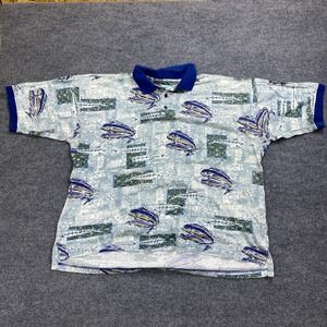 BlueWater Wear Men's 2X Polo Mahi-Mahi AOP Fishing Boating Hawaiian